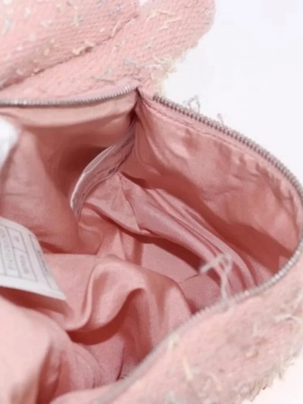 CHANEL Shoulder Bag Tweed Pink Silver CC Auth ar13942A